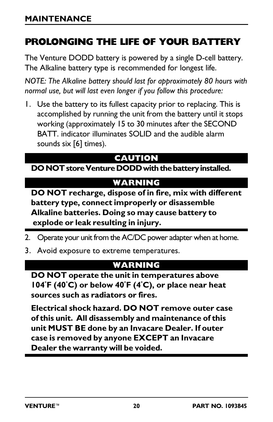 Prolonging the life of your battery | Invacare 211EX User Manual | Page 20 / 28
