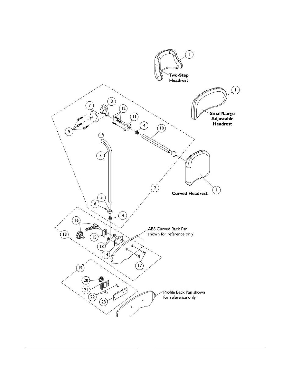 Headrest support assembly | Invacare 2GTR User Manual | Page 151 / 176