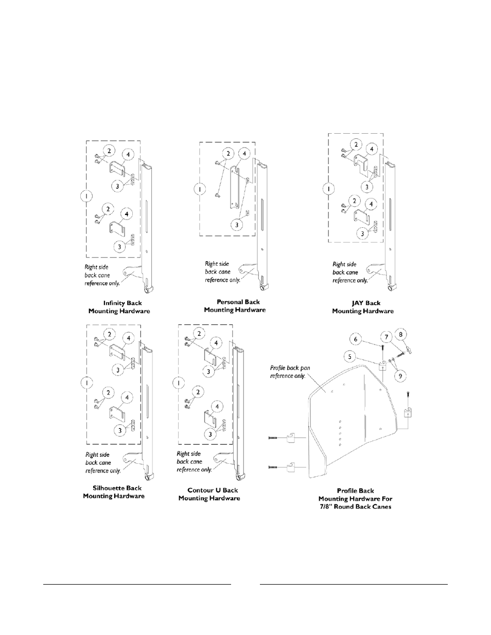 Back mounting hardware | Invacare 2GTR User Manual | Page 158 / 176