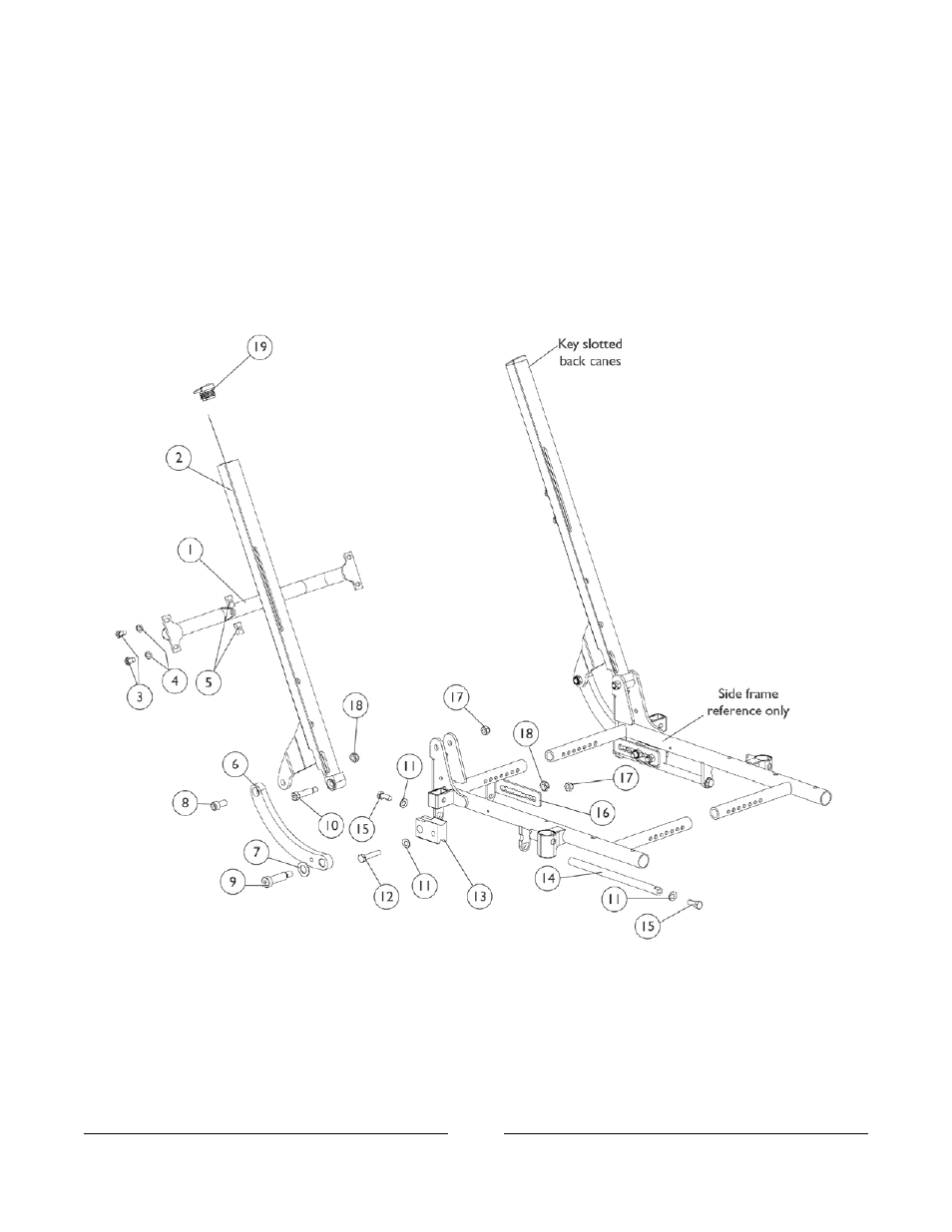 Back cane and spreader bar assembly, Tilt only (2gt) | Invacare 2GTR User Manual | Page 34 / 176