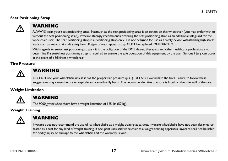 Invacare 9000 STANDARD WEIGHT User Manual | Page 17 / 72