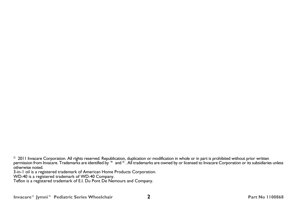 Invacare 9000 STANDARD WEIGHT User Manual | Page 2 / 72