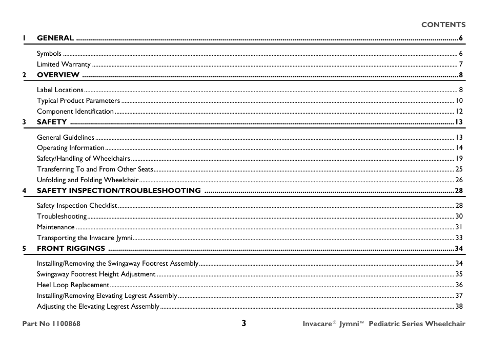 Invacare 9000 STANDARD WEIGHT User Manual | Page 3 / 72