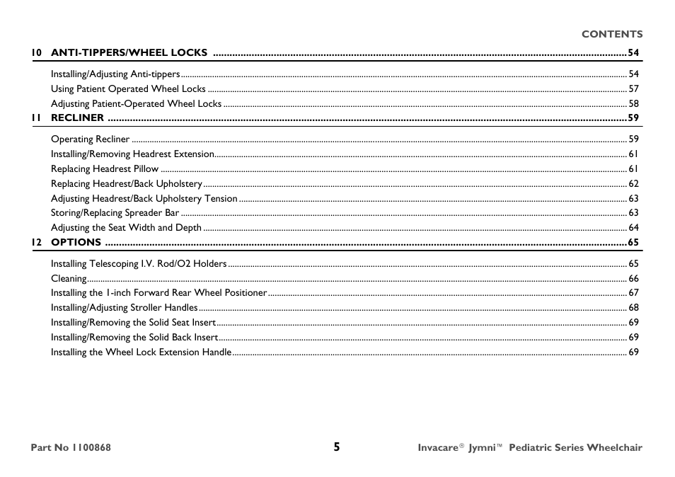 Invacare 9000 STANDARD WEIGHT User Manual | Page 5 / 72