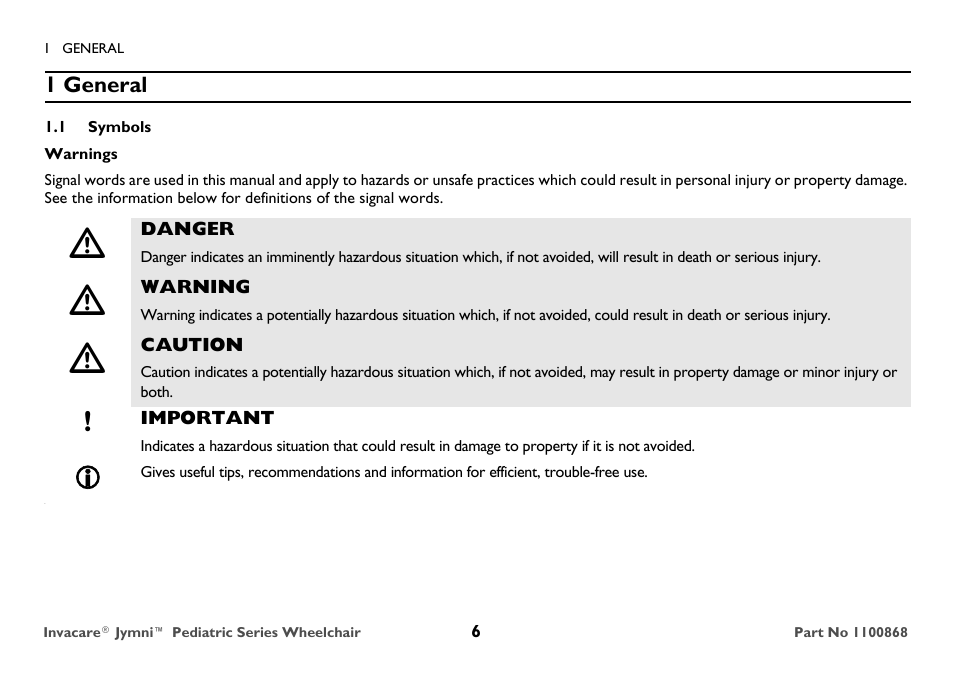 General, Symbols | Invacare 9000 STANDARD WEIGHT User Manual | Page 6 / 72