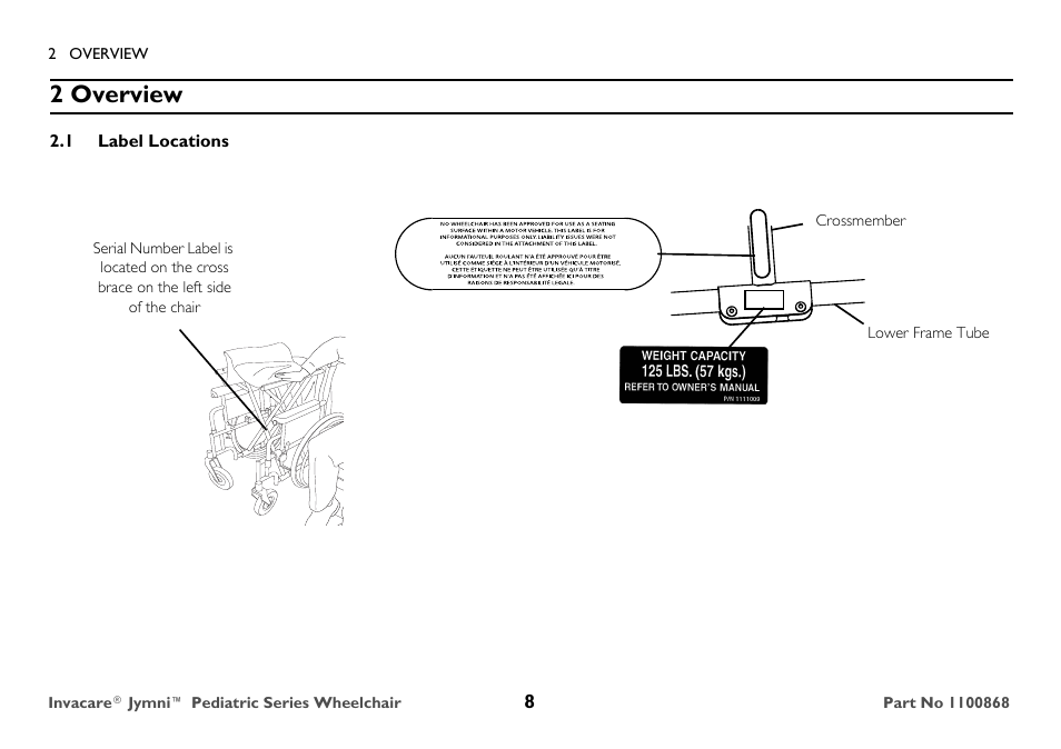 Overview, Label locations, 2 overview | Invacare 9000 STANDARD WEIGHT User Manual | Page 8 / 72