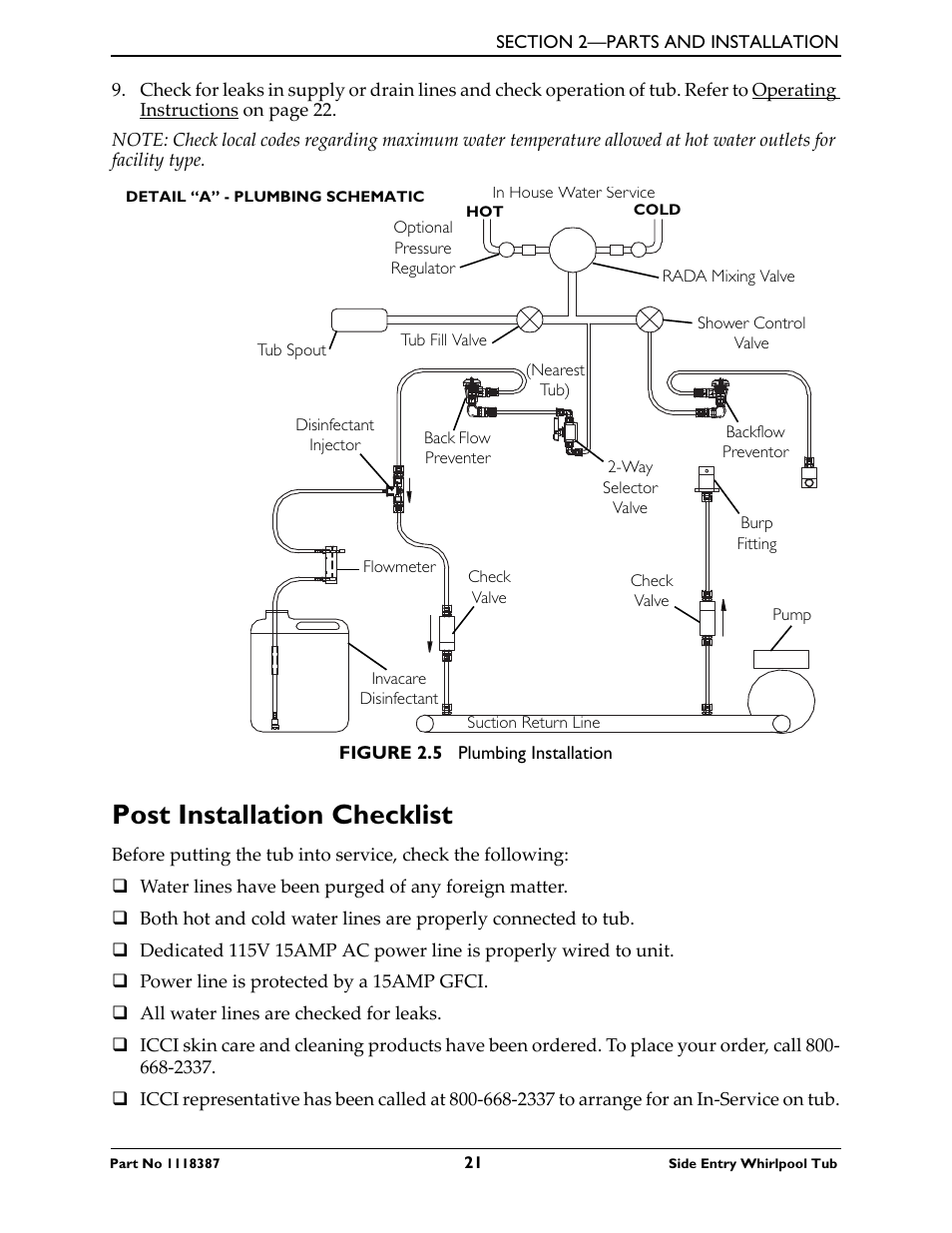 Post installation checklist | Invacare 3600XL User Manual | Page 21 / 36