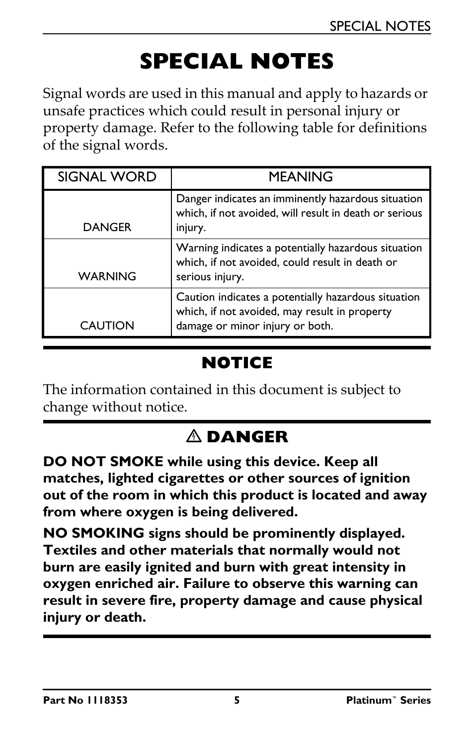 Special notes, Notice, Ꮨ danger | Invacare IRC10LX User Manual | Page 5 / 32