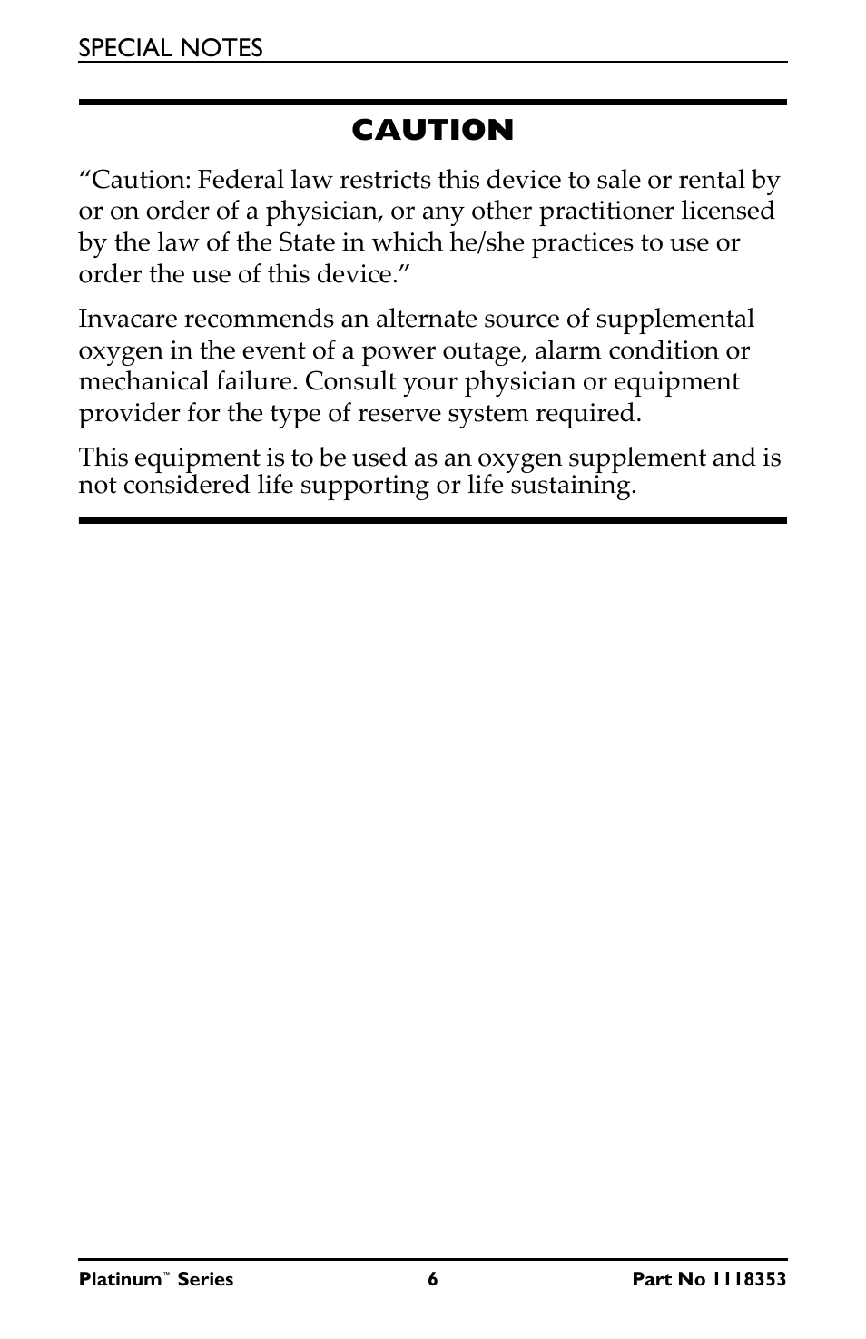 Caution | Invacare IRC10LX User Manual | Page 6 / 32