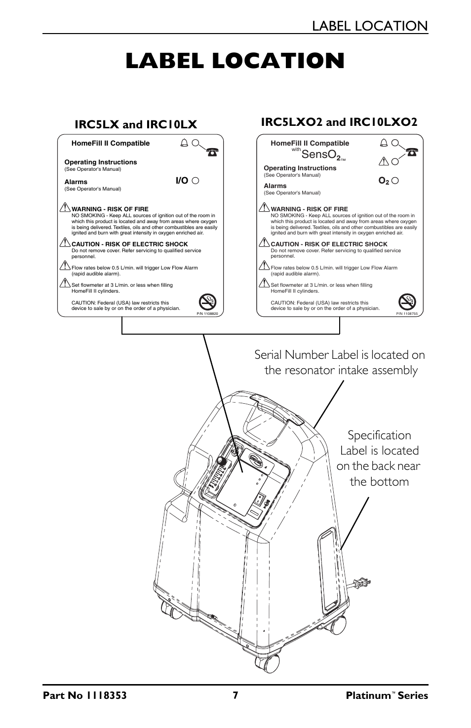 Label location, Senso, Series | Invacare IRC10LX User Manual | Page 7 / 32