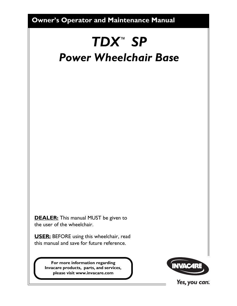 Invacare TDX SP User Manual | 72 pages