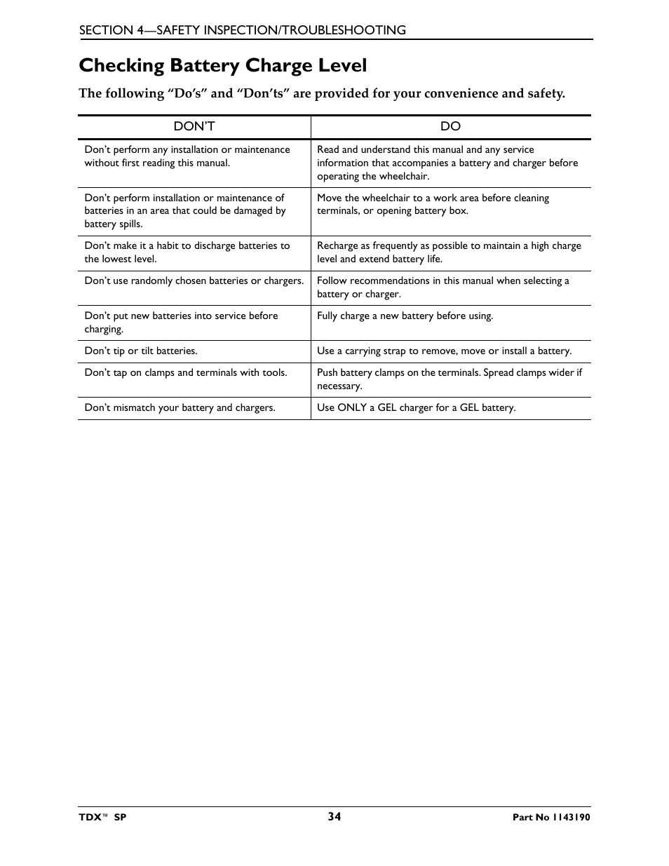 Checking battery charge level | Invacare TDX SP User Manual | Page 34 / 72