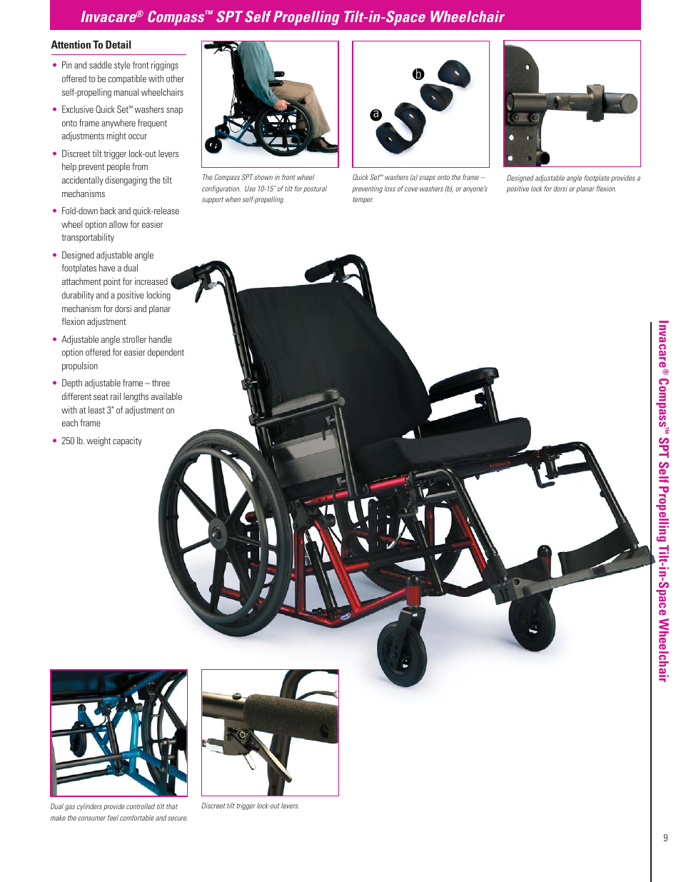 Invacare, Compass, Spt self propelling tilt-in-space wheelchair | Spt self propelling t ilt-in-space wheelchair | Invacare Compass XE User Manual | Page 9 / 12