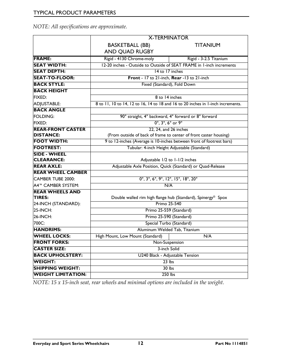 Invacare Top End X-Terminator QR User Manual | Page 12 / 76