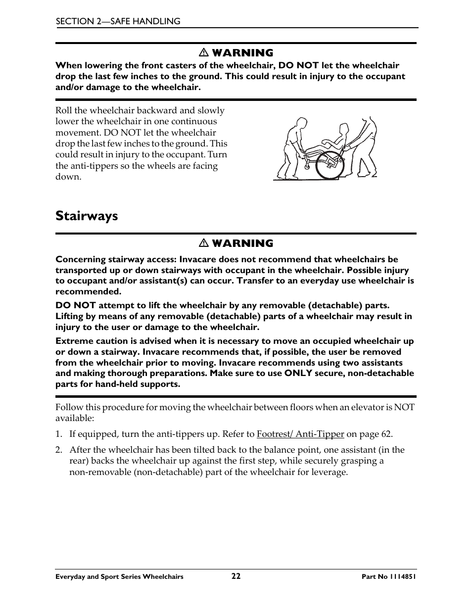 Stairways | Invacare Top End X-Terminator QR User Manual | Page 22 / 76