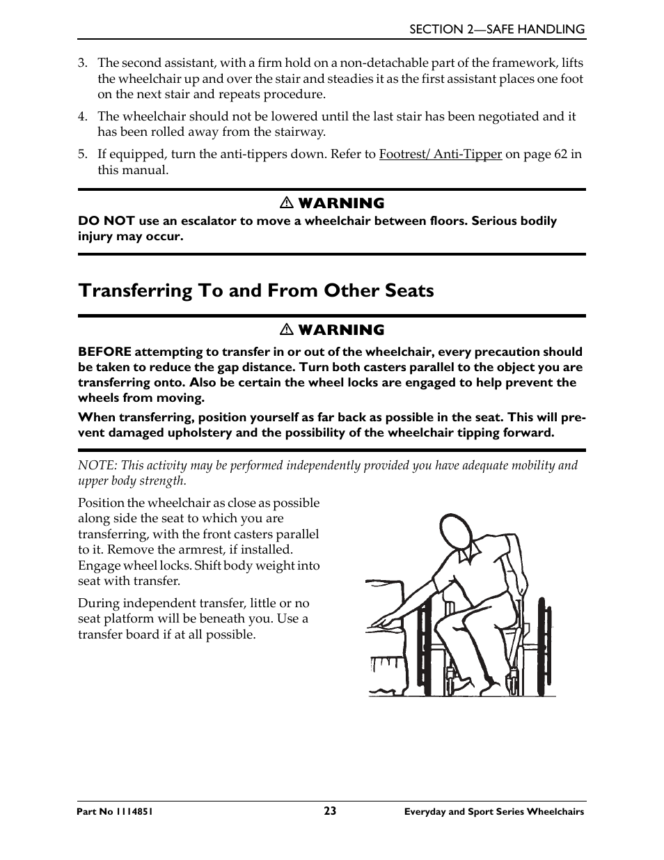 Transferring to and from other seats | Invacare Top End X-Terminator QR User Manual | Page 23 / 76