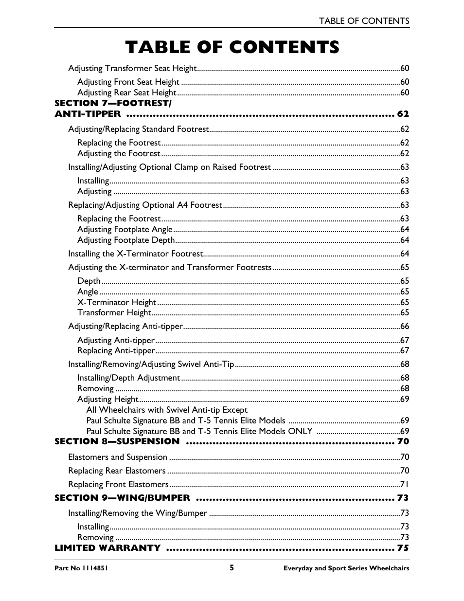 Invacare Top End X-Terminator QR User Manual | Page 5 / 76