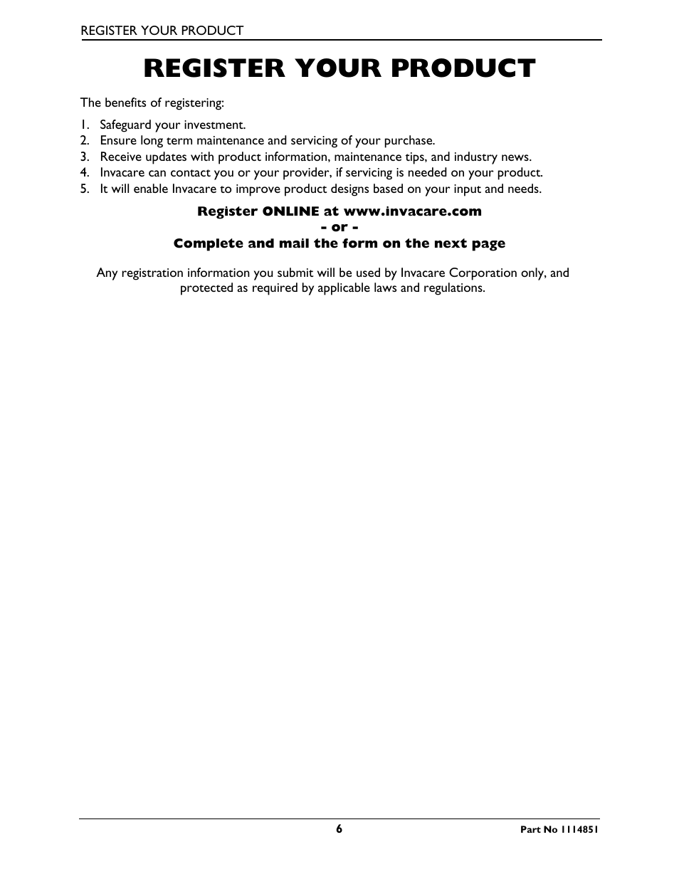 Register your product | Invacare Top End X-Terminator QR User Manual | Page 6 / 76