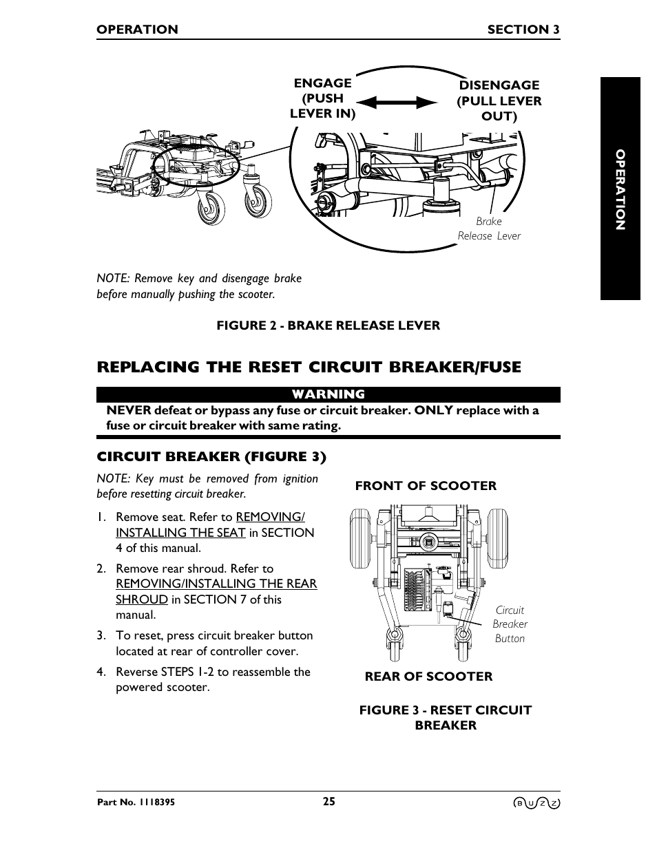 Replacing the reset circuit breaker/fuse | Invacare BUZZ HMV User Manual | Page 25 / 52