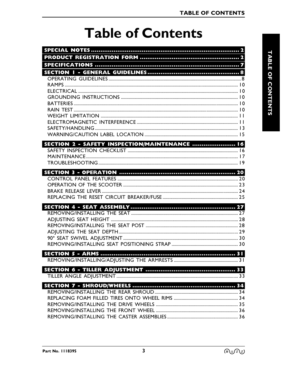 Invacare BUZZ HMV User Manual | Page 3 / 52