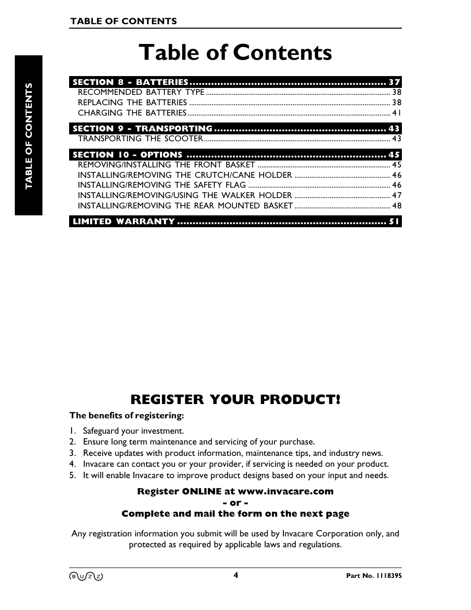 Invacare BUZZ HMV User Manual | Page 4 / 52