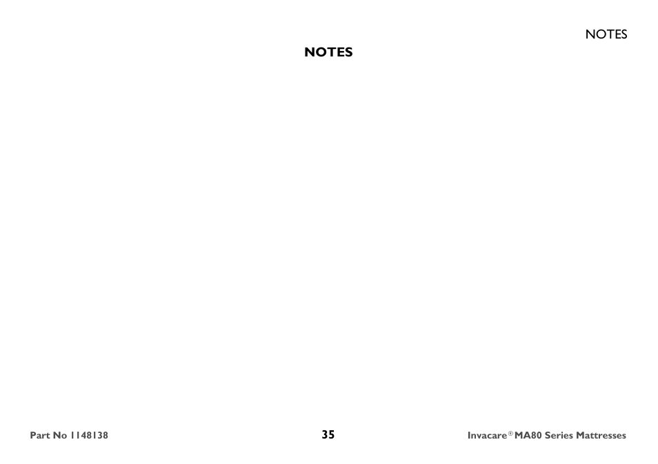 Notes | Invacare MA85 User Manual | Page 35 / 36