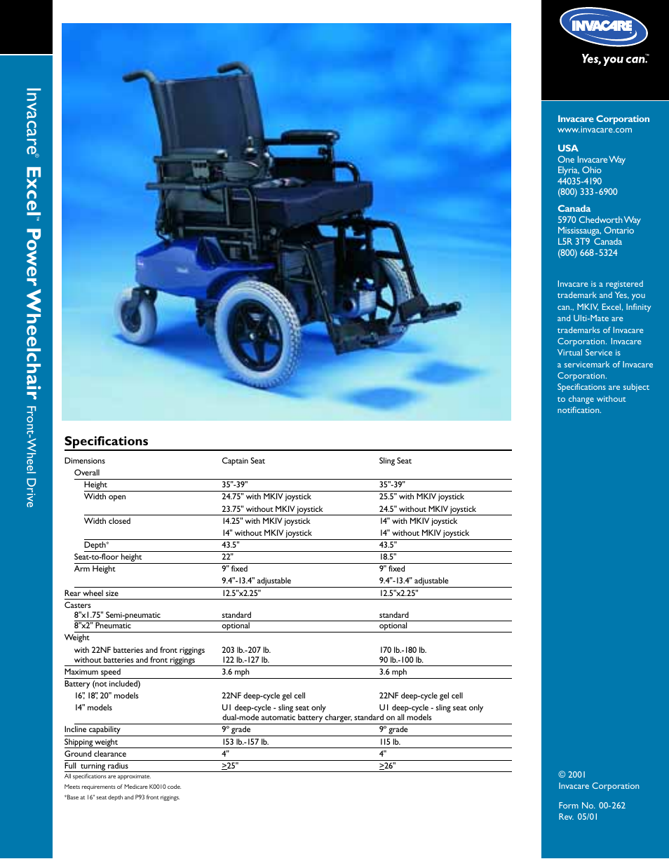 Invacare Excel Power Captain Seat User Manual | 4 pages