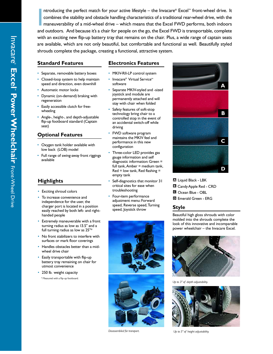 Excel, Po w er wheelchair | Invacare Excel Power Captain Seat User Manual | Page 3 / 4