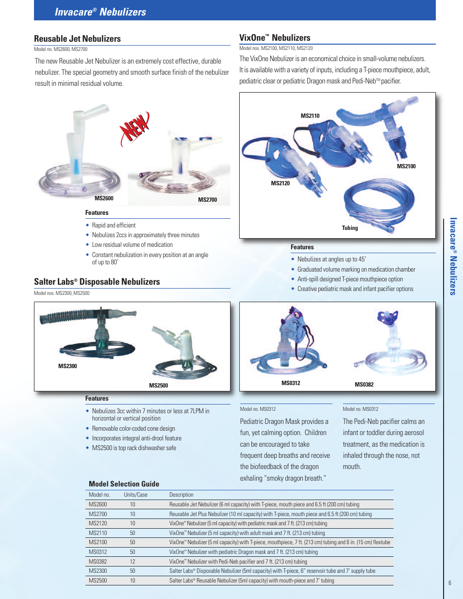 Invacare, Nebulizers, Ne b u liz e rs | Reusable jet nebulizers, Vixone, Salter labs, Disposable nebulizers | Invacare Stratos Aerosol Compressors User Manual | Page 7 / 8