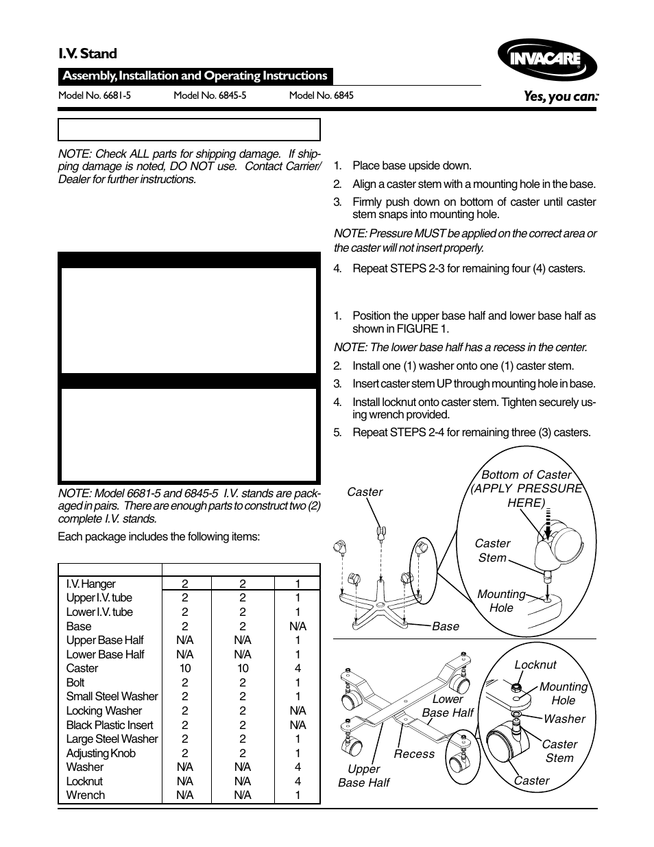 Invacare 6681-5 User Manual | 2 pages