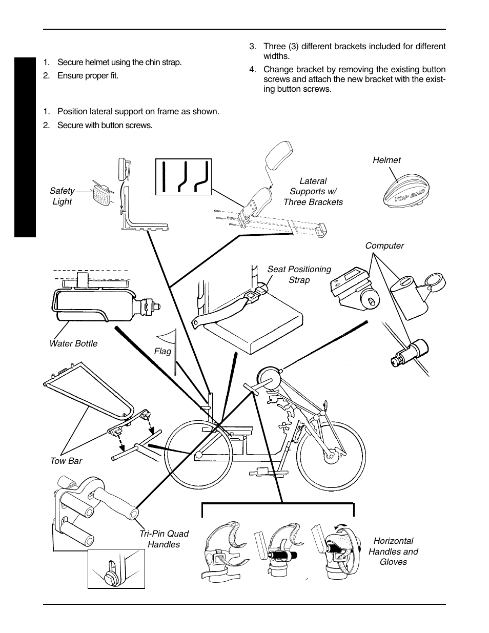Safety helmet (figure 1), Lateral support (figure 1) | Invacare Excelerator XLT 2000 User Manual | Page 34 / 36