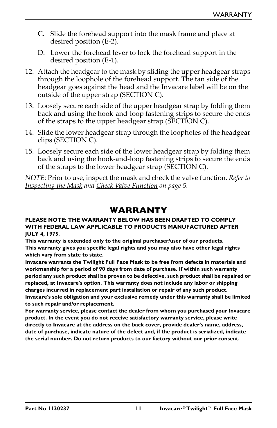 Warranty | Invacare 1150693 User Manual | Page 11 / 12