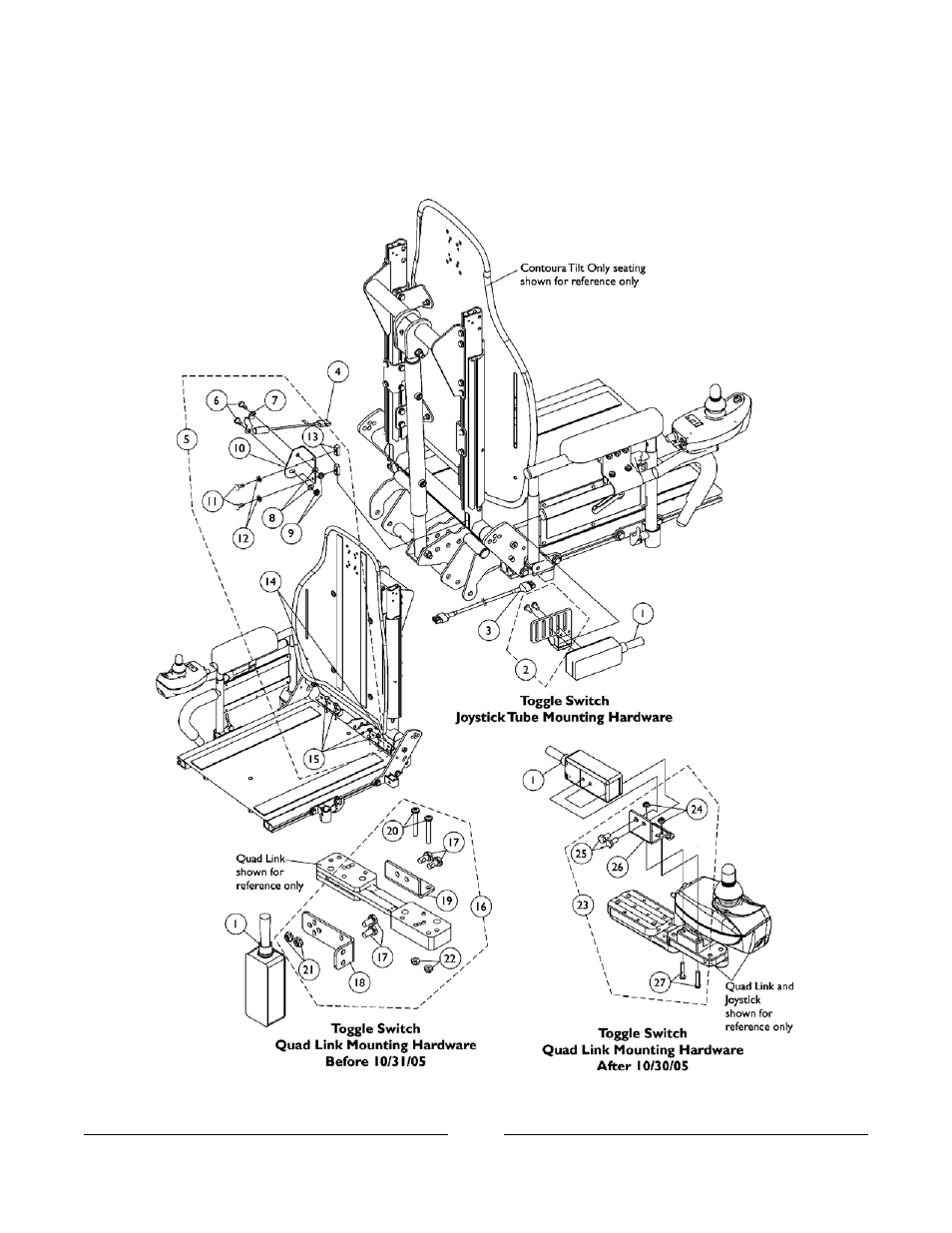 Trss toggle and mounting hardware, Contoura tilt | Invacare Formula TRE User Manual | Page 110 / 174