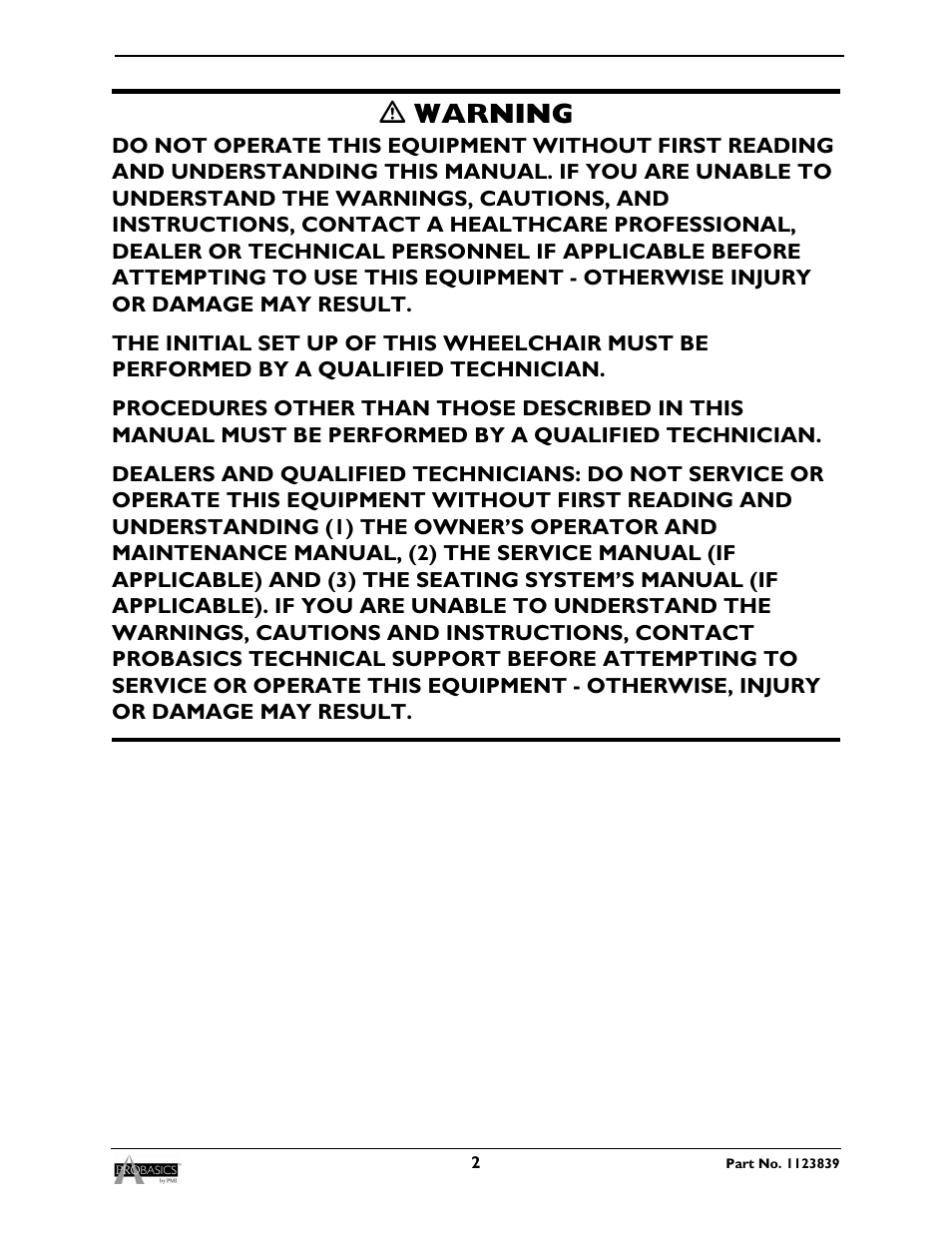 Ƽ warning | Invacare Wheelchair XP6500 User Manual | Page 2 / 64