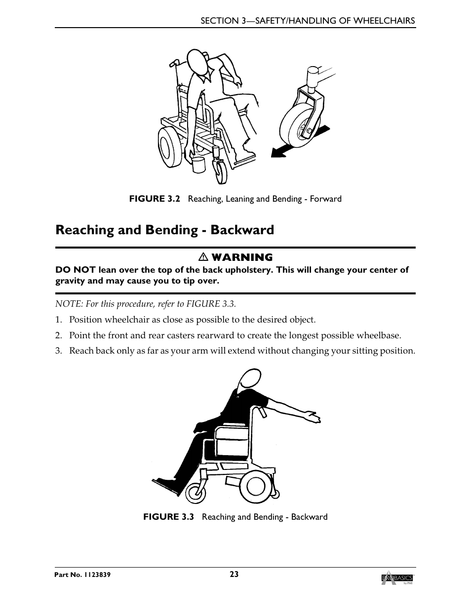 Reaching and bending - backward | Invacare Wheelchair XP6500 User Manual | Page 23 / 64