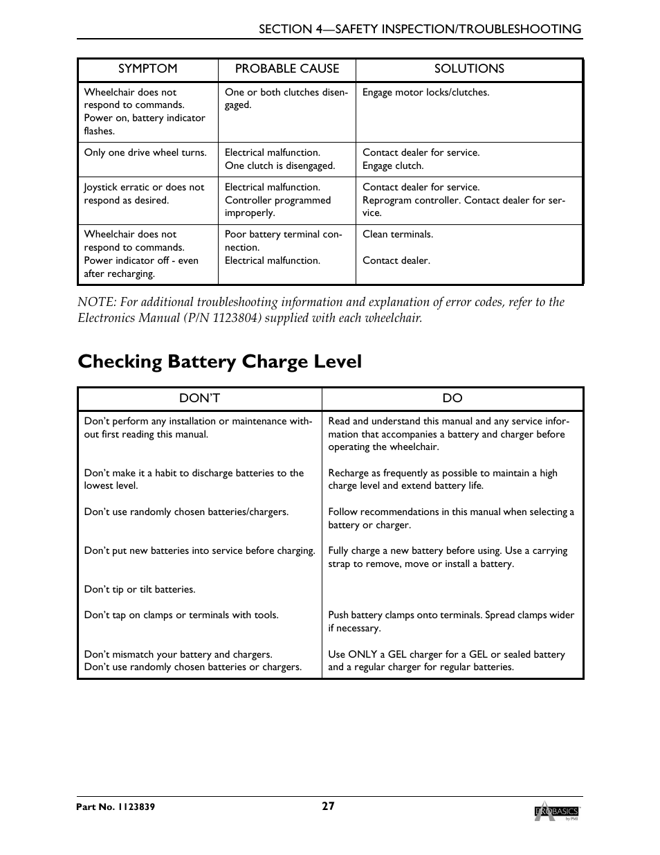 Checking battery charge level | Invacare Wheelchair XP6500 User Manual | Page 27 / 64