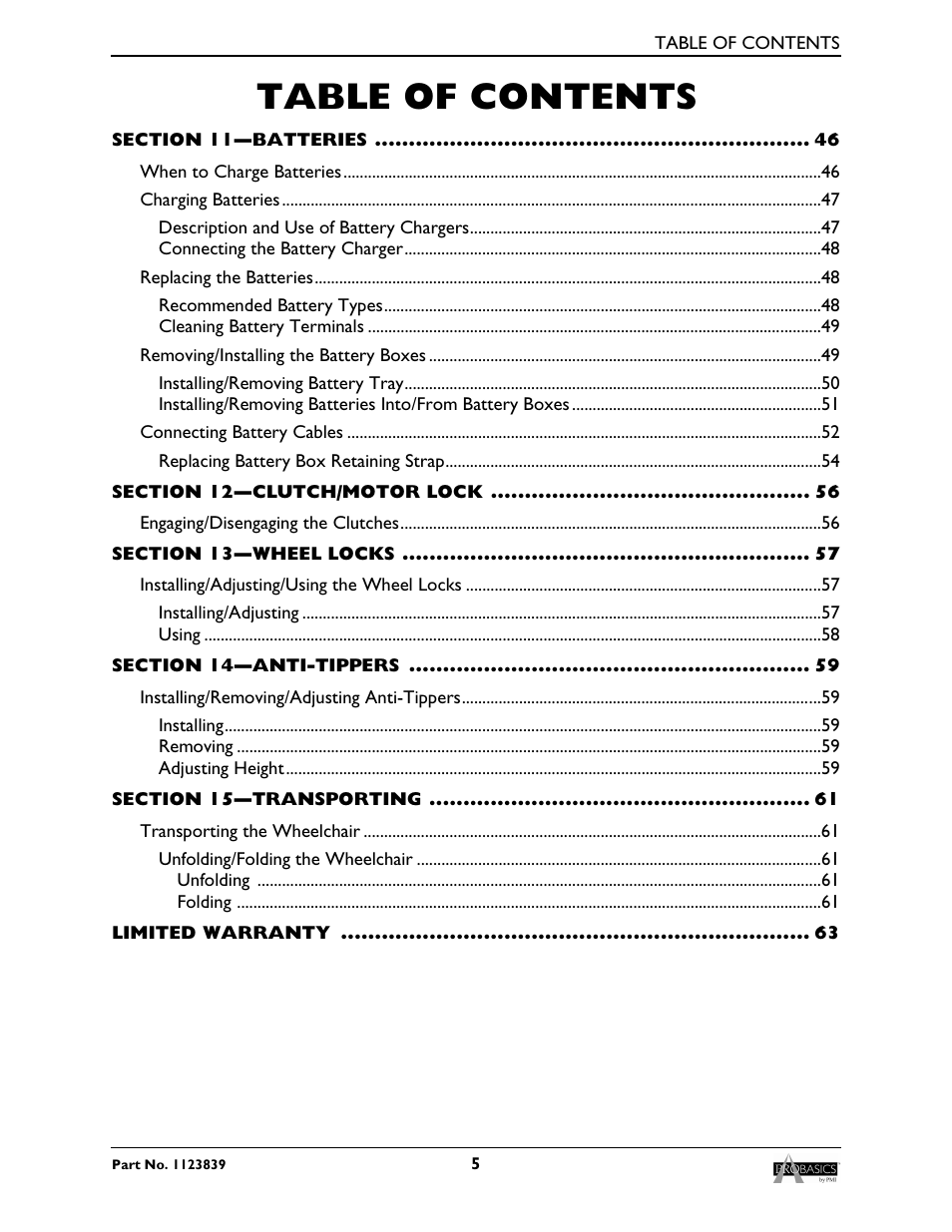 Invacare Wheelchair XP6500 User Manual | Page 5 / 64