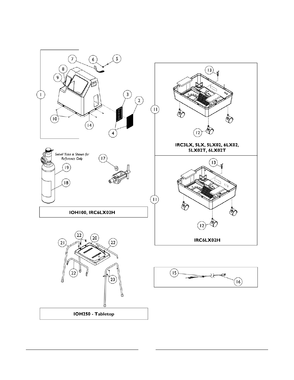 Cabinet, base, cylinder and tabletop | Invacare IRC5PW User Manual | Page 9 / 99