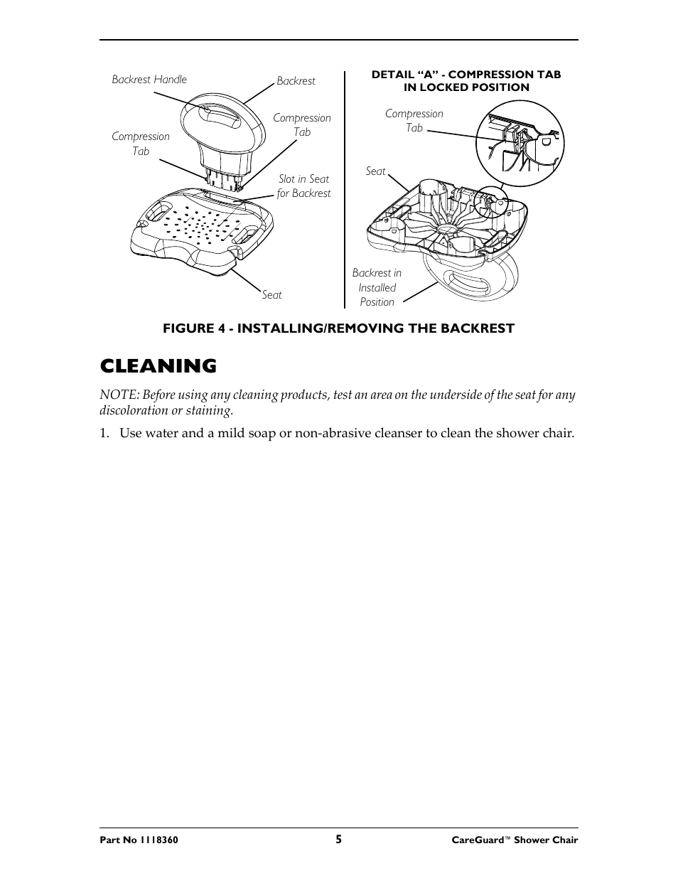 Cleaning | Invacare 95-2 User Manual | Page 5 / 20