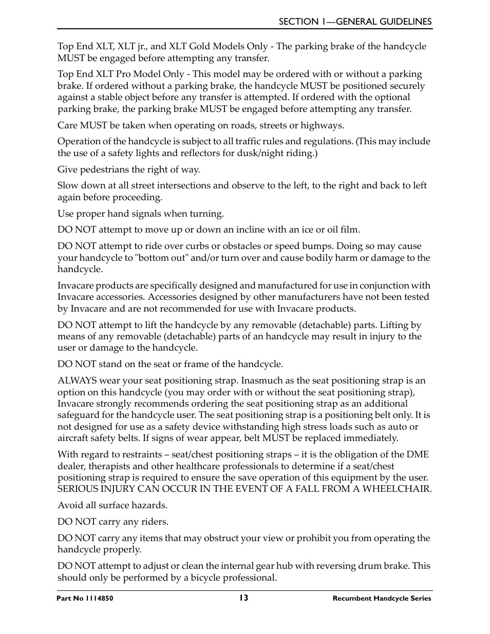 Invacare Force User Manual | Page 13 / 76