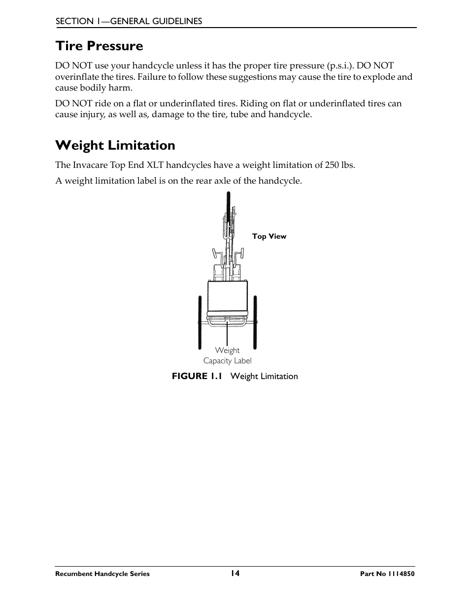 Tire pressure weight limitation, Tire pressure, Weight limitation | Invacare Force User Manual | Page 14 / 76