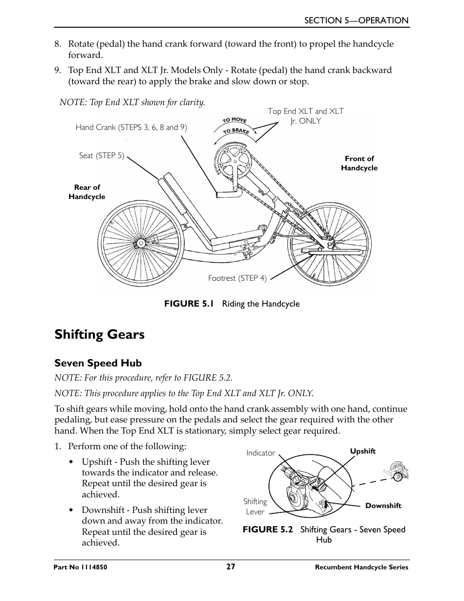 Shifting gears, Seven speed hub | Invacare Force User Manual | Page 27 / 76