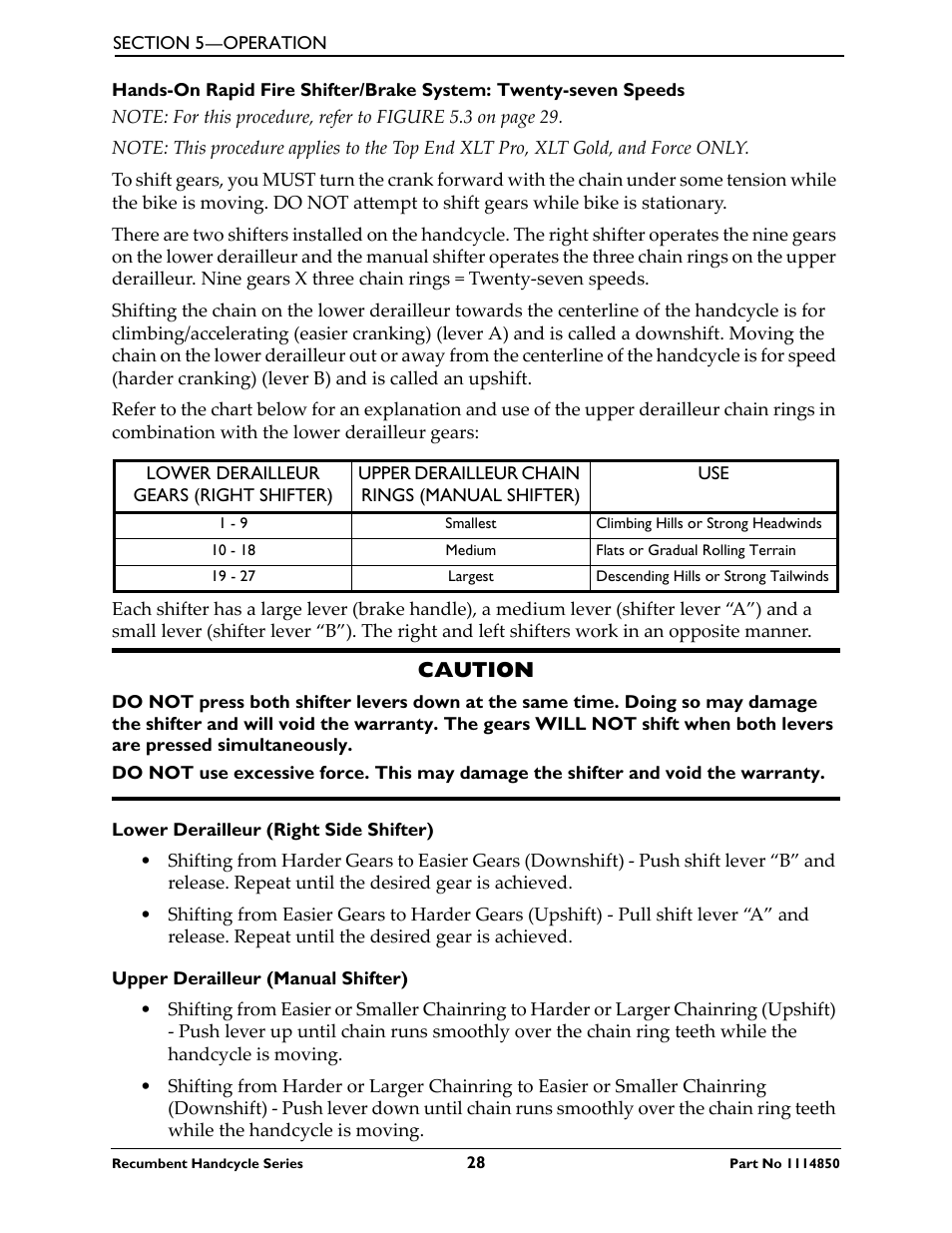 Caution | Invacare Force User Manual | Page 28 / 76