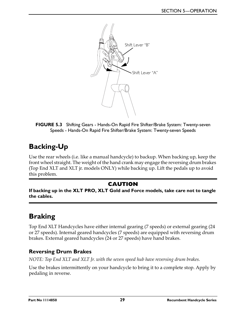 Backing-up braking, Reversing drum brakes, Backing-up | Braking | Invacare Force User Manual | Page 29 / 76