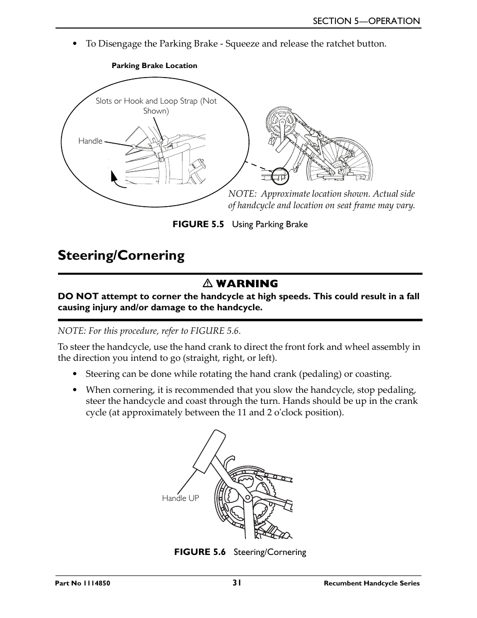 Steering/cornering, Figure 5.5 | Invacare Force User Manual | Page 31 / 76