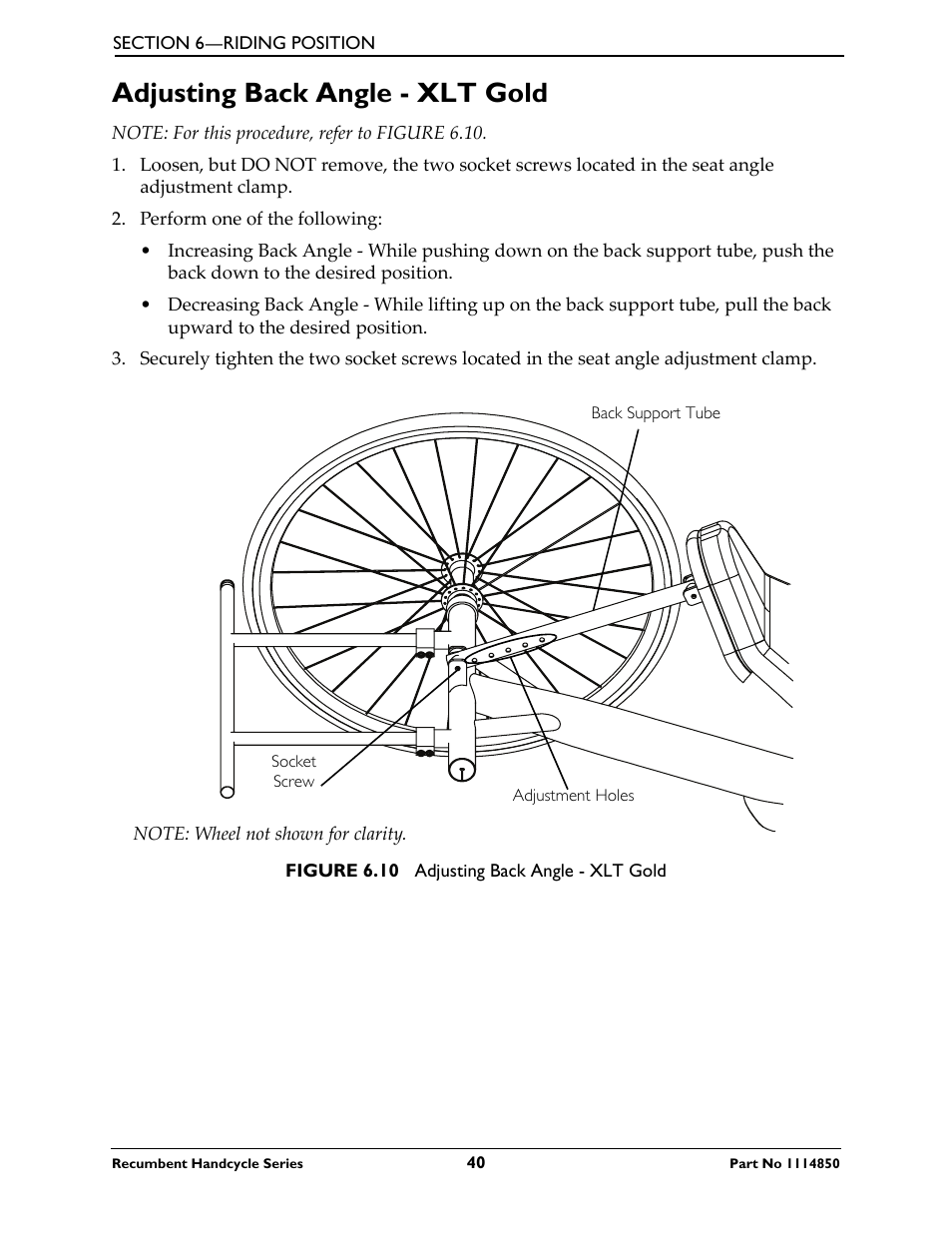 Adjusting back angle - xlt gold | Invacare Force User Manual | Page 40 / 76