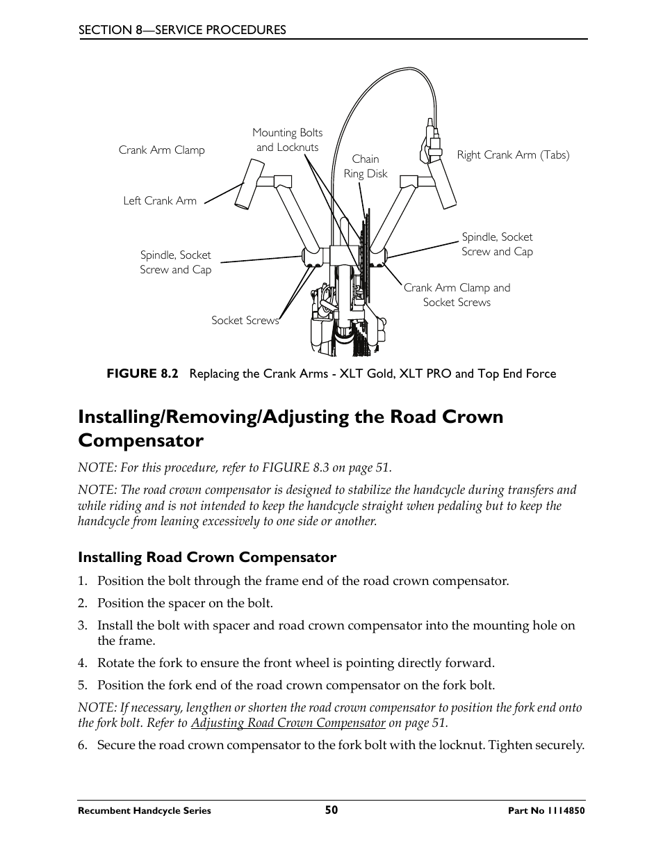 Installing road crown compensator, Refer to | Invacare Force User Manual | Page 50 / 76