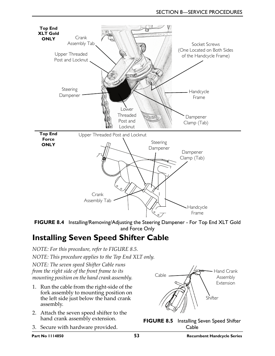Installing seven speed shifter cable | Invacare Force User Manual | Page 53 / 76