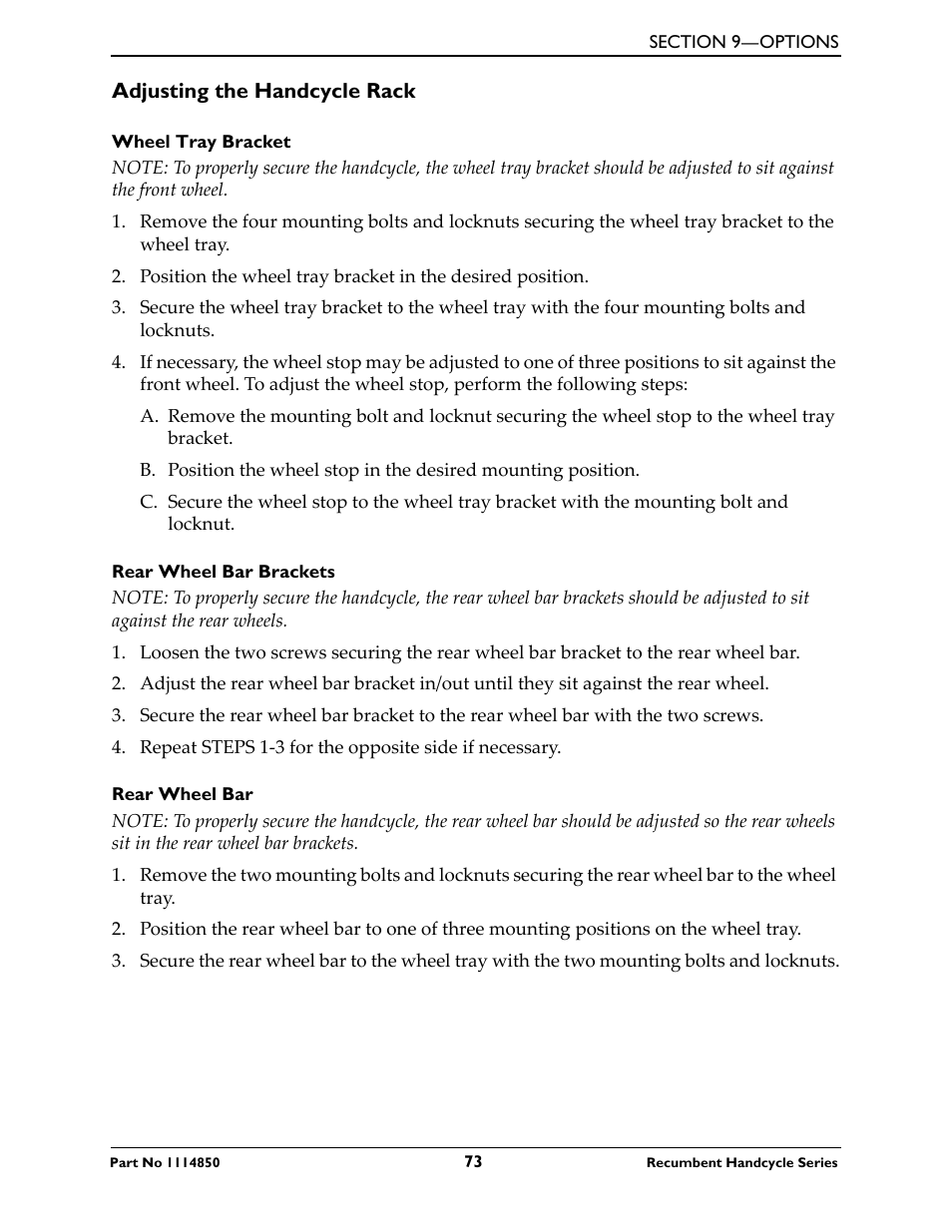 Using the handcycle rack | Invacare Force User Manual | Page 73 / 76