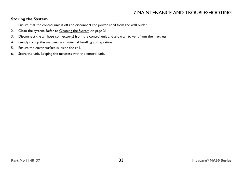 7 maintenance and troubleshooting | Invacare MicroAir MA60 User Manual | Page 33 / 36